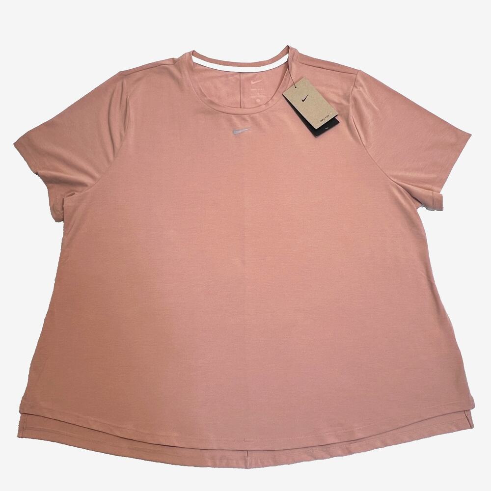 Nike Dry Women's Dri-Fit Miler Running Shirt Training Nude Pink, Sz 1X Plus